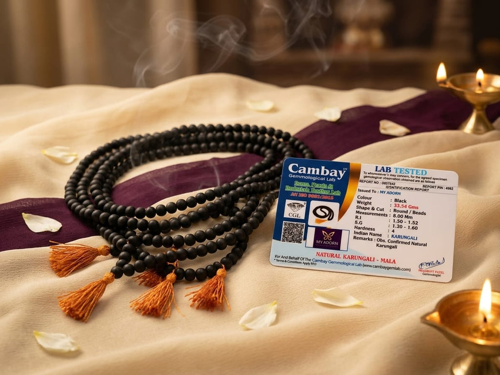 Original 8 MM Karungali Mala (108 Beads) – Lab Certified