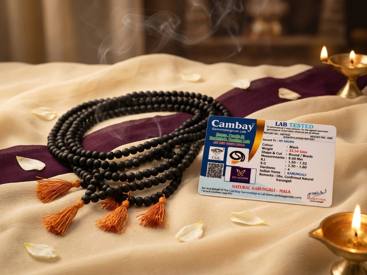 Original 8 MM Karungali Mala (108 Beads) – Lab Certified