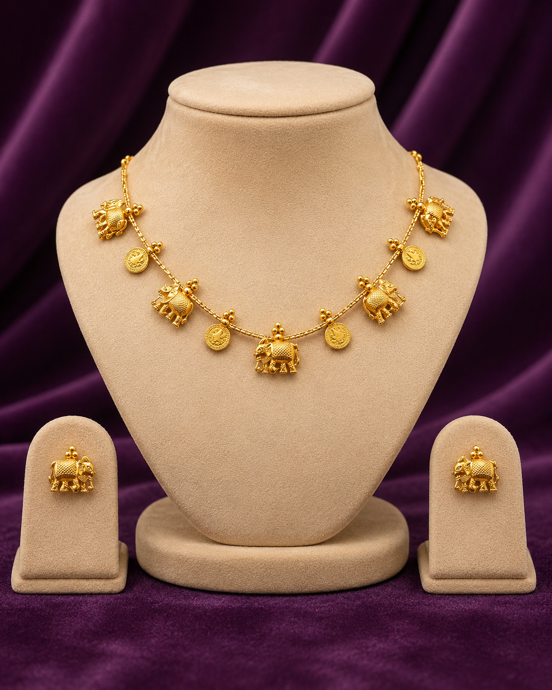 Gaja Coin Gold Necklace Set