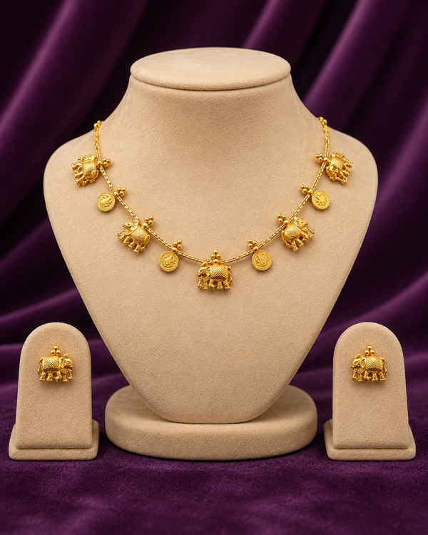 Gaja Coin Gold Necklace Set - ae