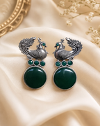Peacock Motif Stone Earrings