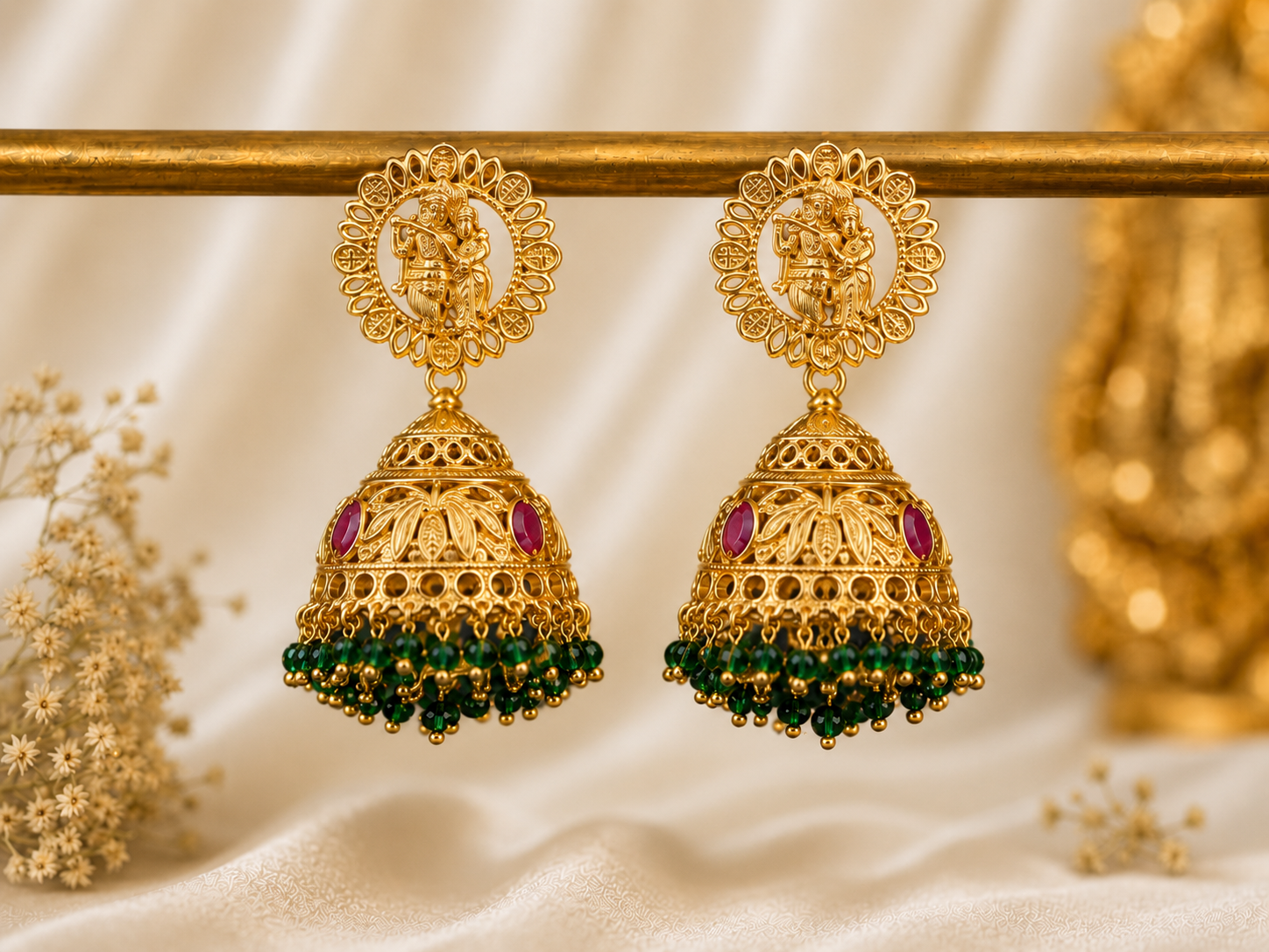 Rajwada Krishna Jhumka Earrings