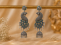 Oxidised Peacock Jhumkas