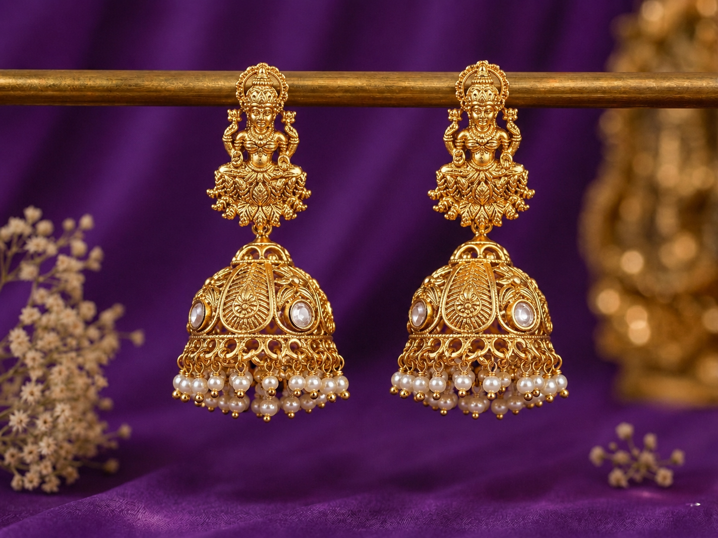 Rajwada Lakshmi Jhumka Earrings