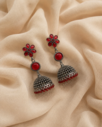 Floral Grace Oxidised Jhumka