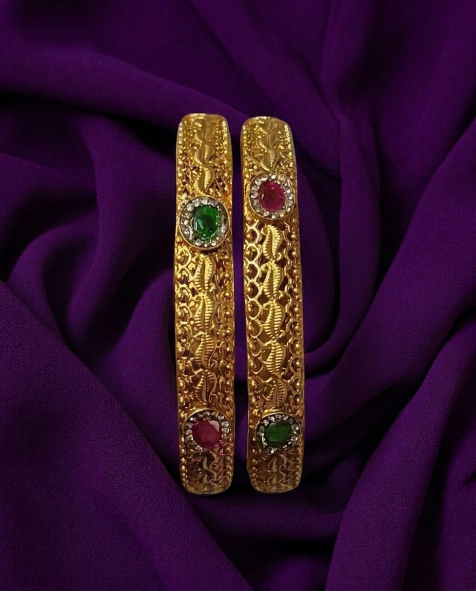 Antique Ruby Emerald Kada Bangles
