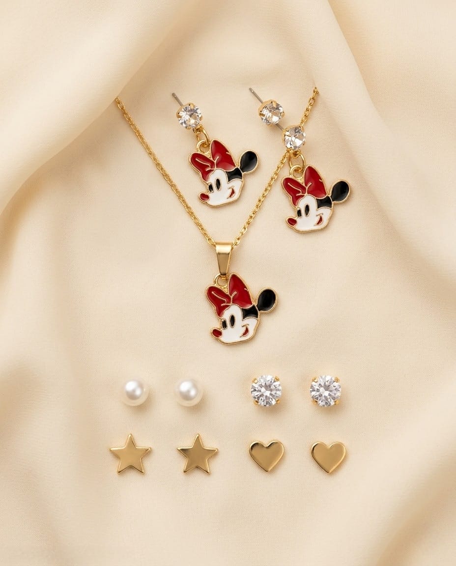 Cute Bow Cartoon Pendant Set