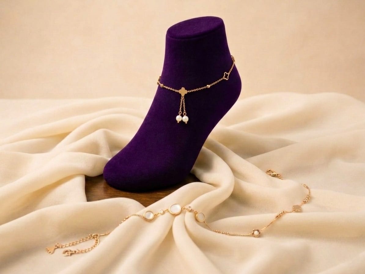 Pearl Charm Anklet Set