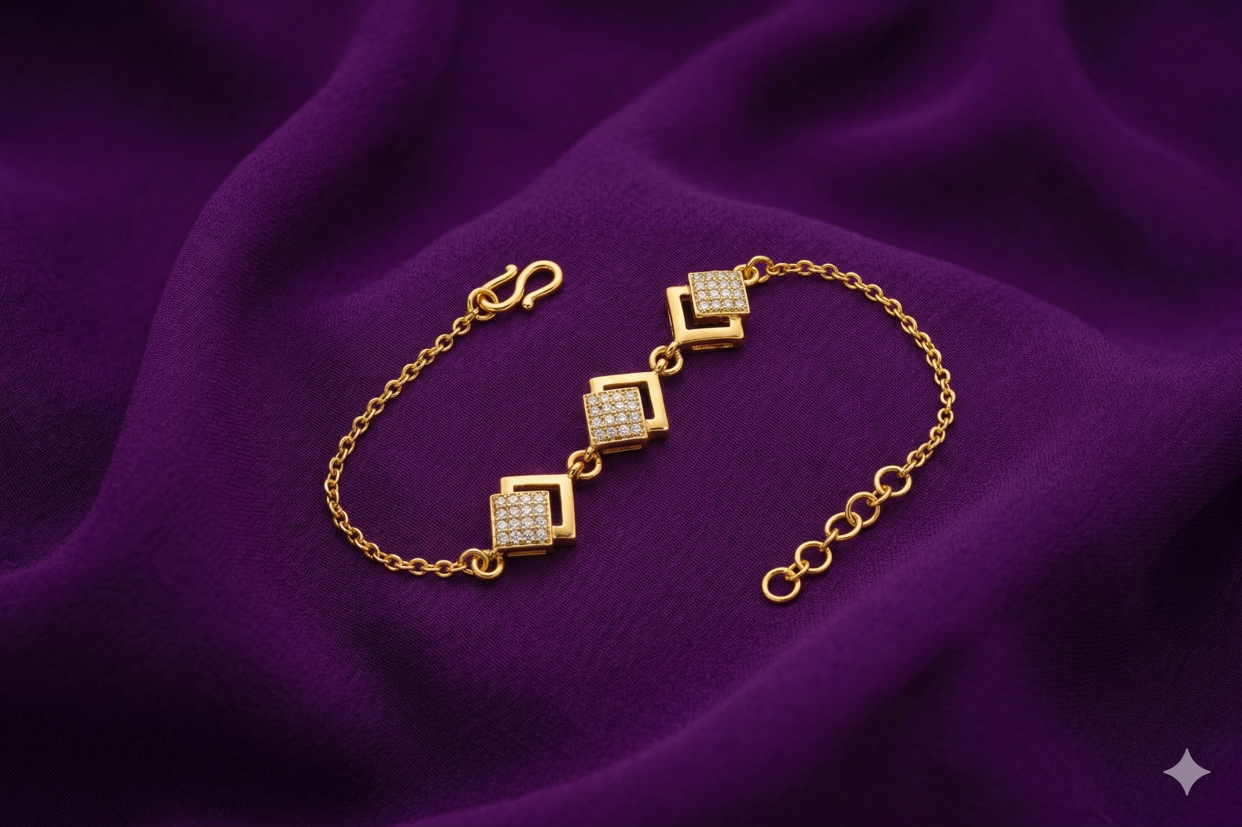 Gold-Tone Square Crystal Link Bracelet