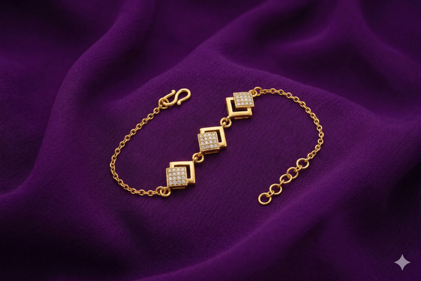 Gold-Tone Square Crystal Link Bracelet - ae