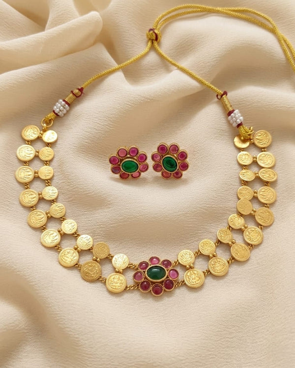 Floral Lakshmi Coin Necklace Set