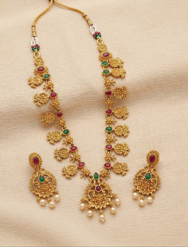 Heritage Temple Long Necklace Set - ae