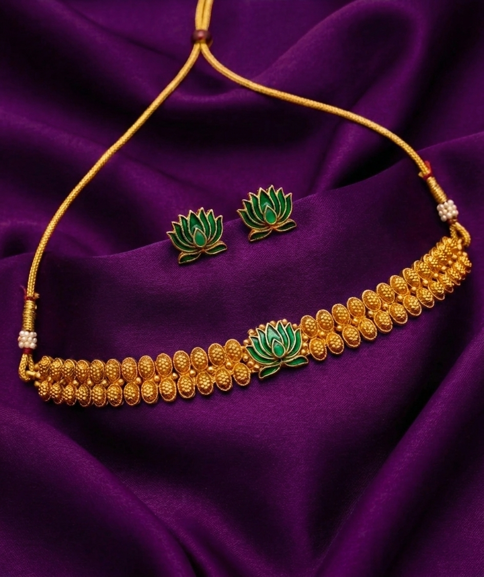 Classic Padma Temple Choker Necklace Set
