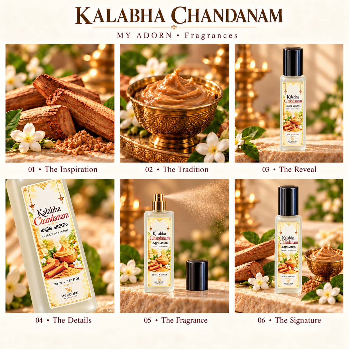 Kalabha Chandanam (കളഭ ചന്ദനം) Fragrance Perfume 20ml | Extrait de Parfum