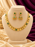 Kerala Lakshmi Kasu Mala Necklace & Jhumka Combo Set