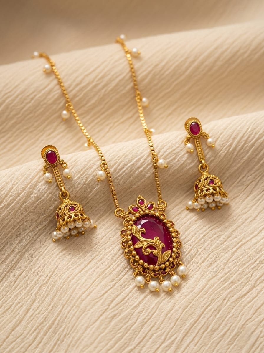 Pearl Drop Pendant Necklace Set
