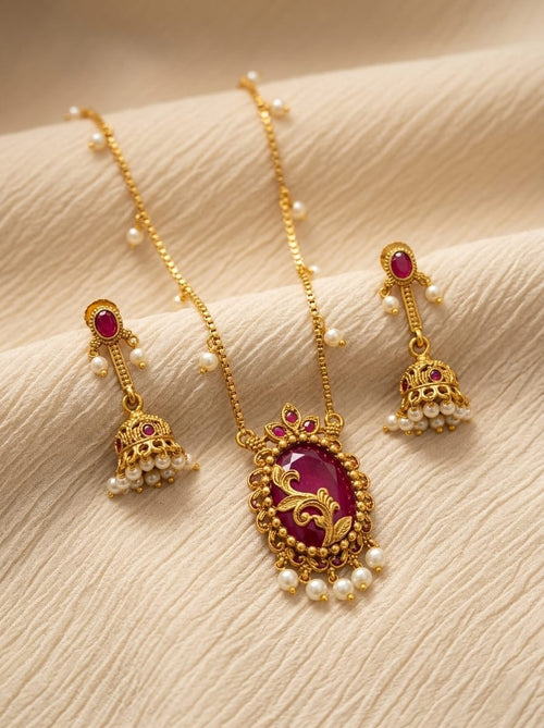Pearl Drop Pendant Necklace Set-ae