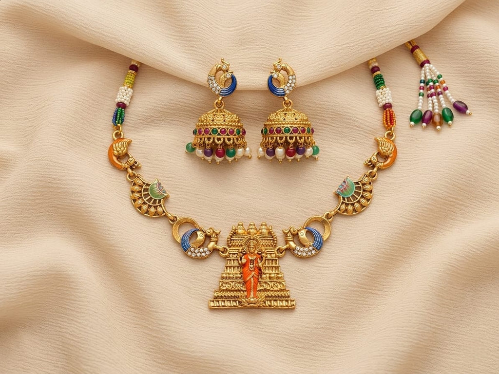 Royal Lakshmi Peacock Temple Jewellery Set-ae