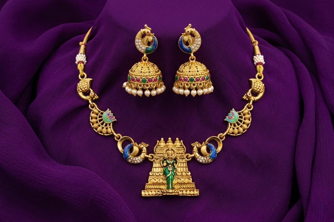 Royal Lakshmi Peacock Temple Jewellery Set