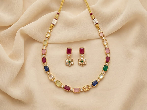 Elegant Multicolor Stone Necklace Set