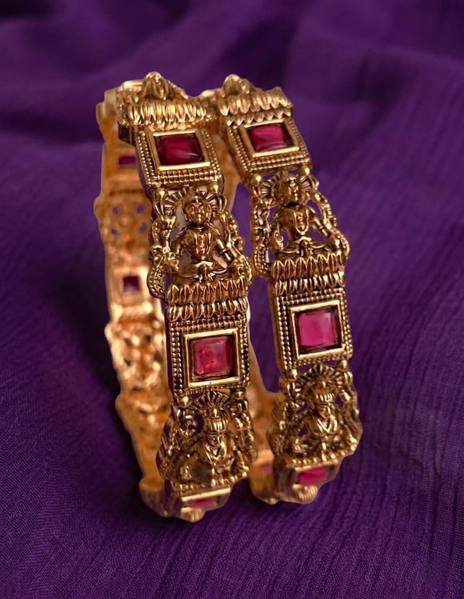 Lakshmi Pearl Temple Bangle Set