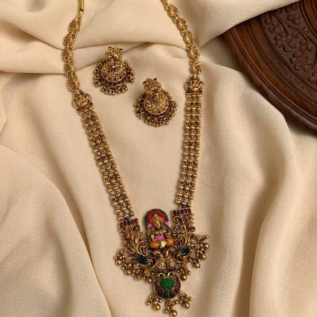 Goddess Motif Long Necklace Set
