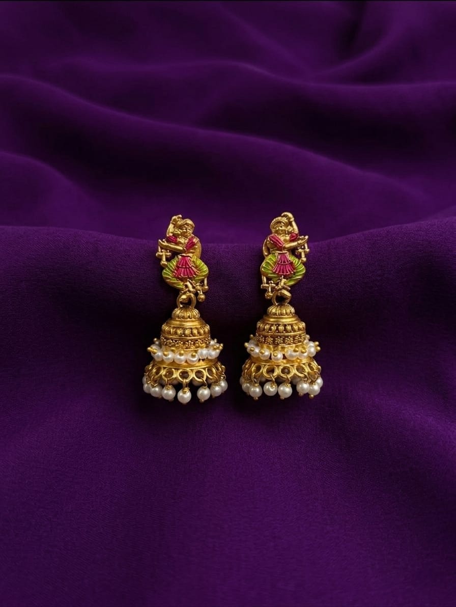 Pearl Drop Dancing Doll Jhumka Earrings