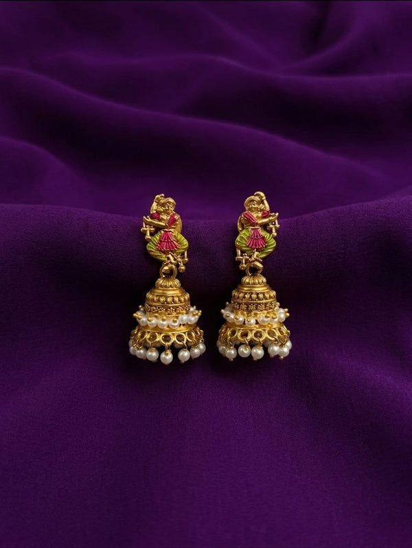 Pearl Drop Dancing Doll Jhumka Earrings - ae