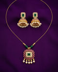 Invisible Pearl Drop Stone Pendant Necklace Set
