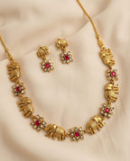 Antique Elephant Motif Necklace Set