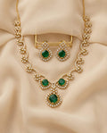 Emerald Stone American Diamond Necklace Set
