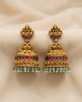 Lakshmi Temple Jhumka Earrings with Bead Drops