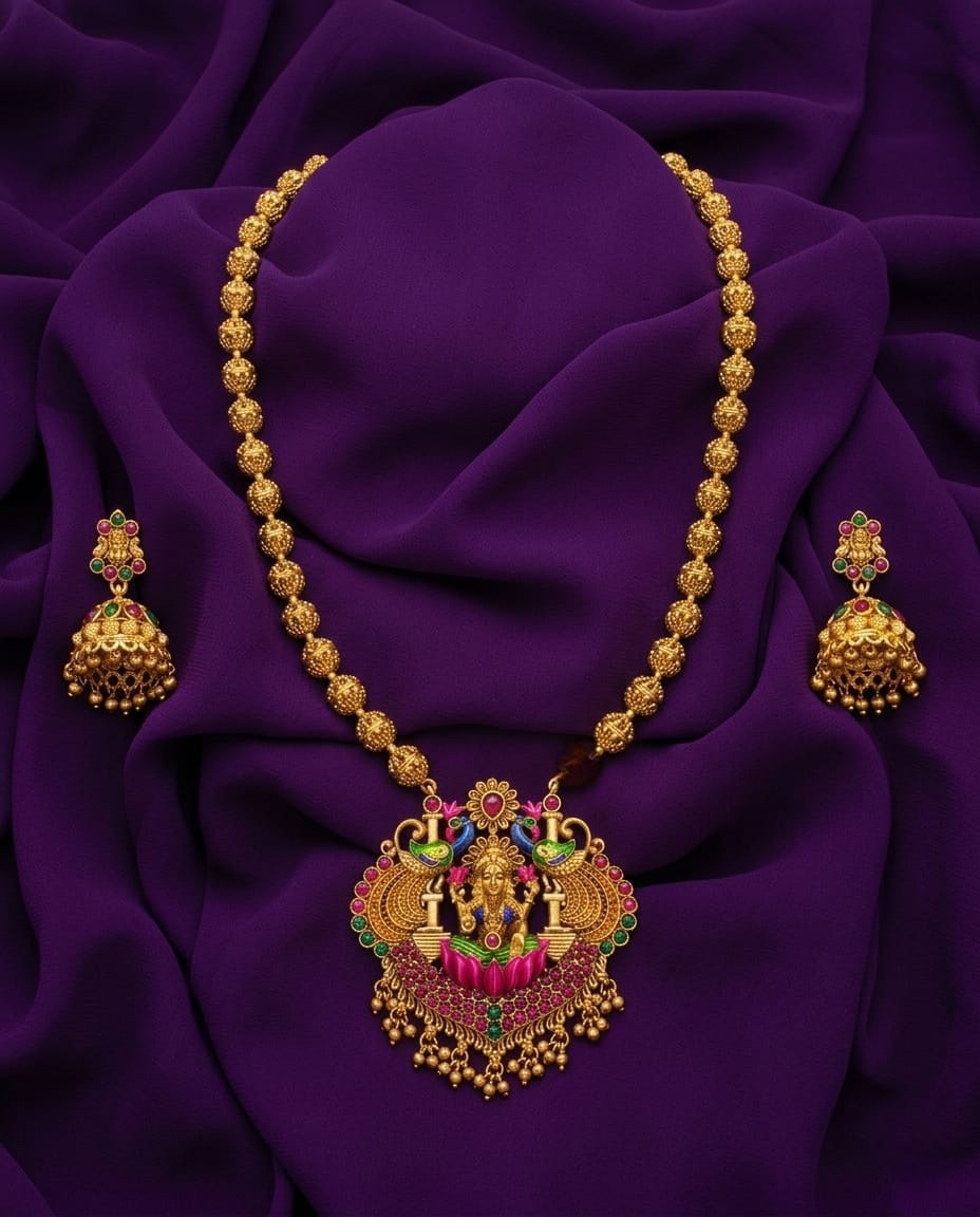 Lakshmi Pendant Long Necklace Set