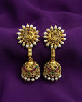 Peacock Pearl Drop Jhumka Earrings