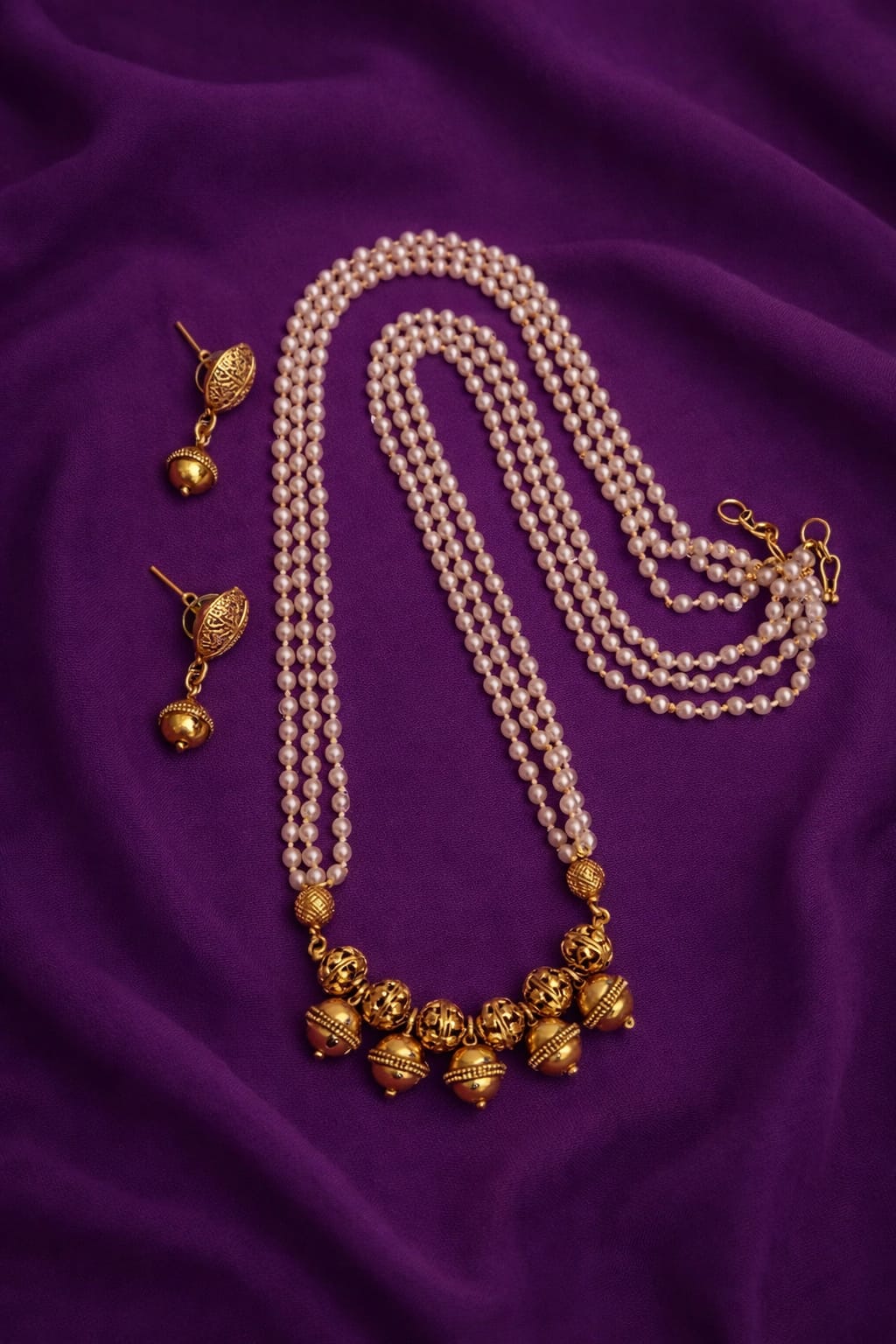 Pearl Beaded Long Necklace Set