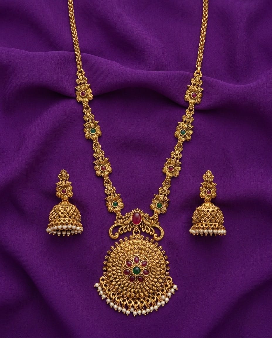 Royal Floral Pendant Jewellery Set