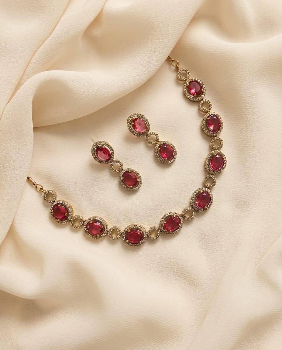 Aqua Crystal Necklace Set