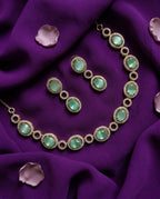 AD Aqua Crystal Necklace Set