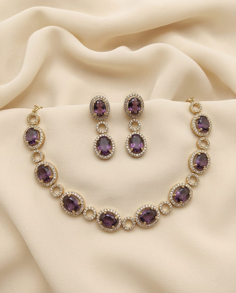 AD Aqua Crystal Necklace Set