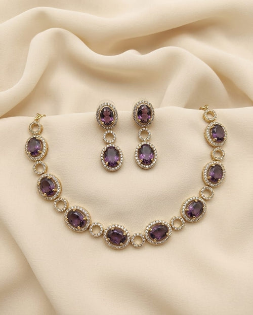 AD Aqua Crystal Necklace Set