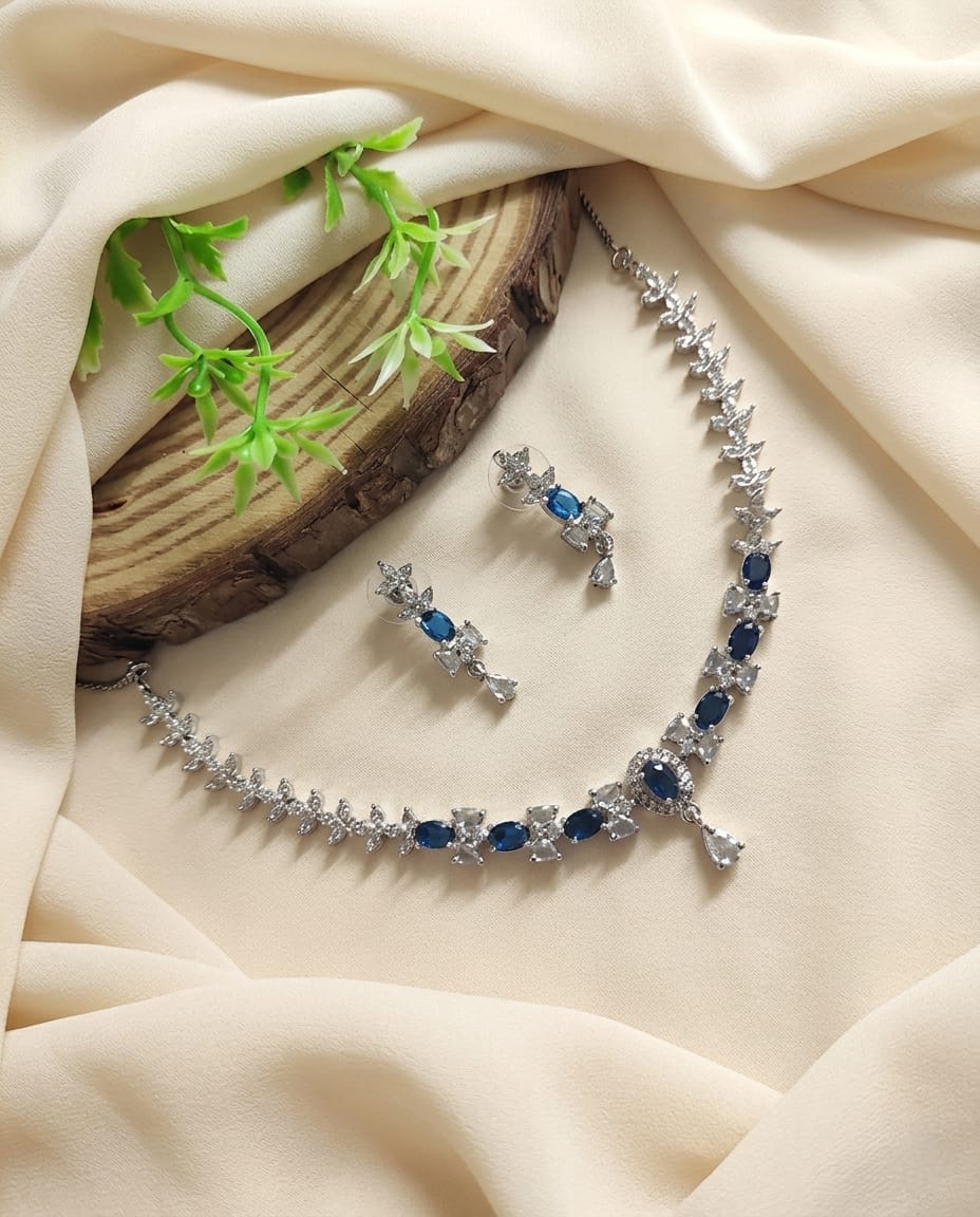 Sapphire Stone Necklace Set