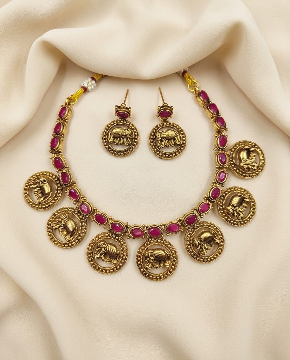 Royal Elephant Temple Jewellery Set