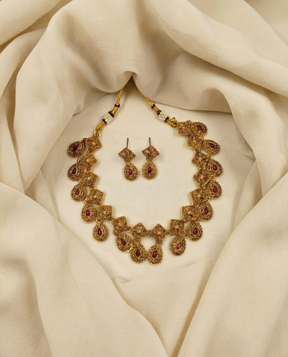 Emerald Drop Traditional Necklace Set