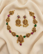 Lakshmi Peacock Stone Necklace Set