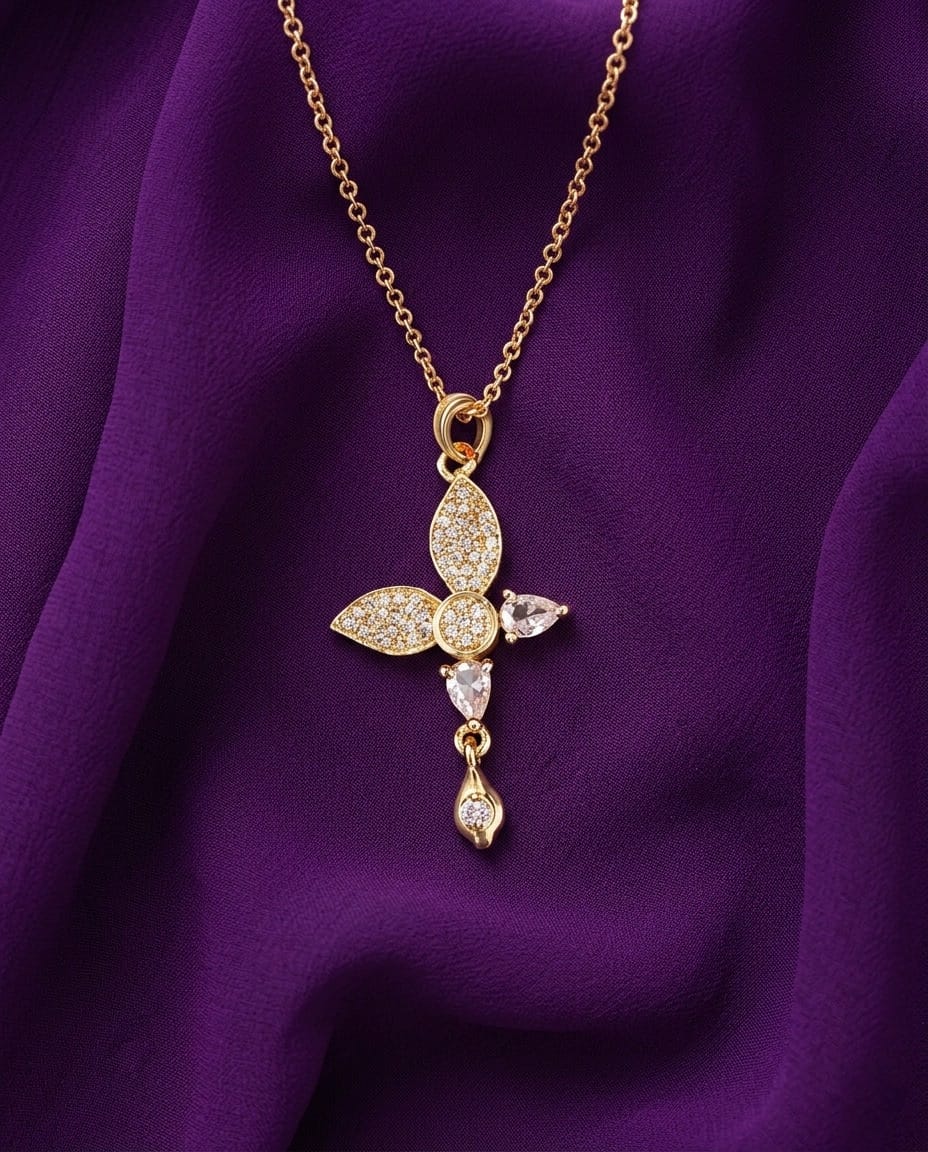 Crystal Petal Pendant Necklace