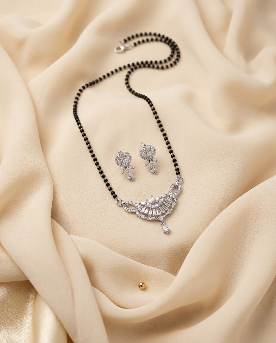 Silver Drop Mangalsutra Set