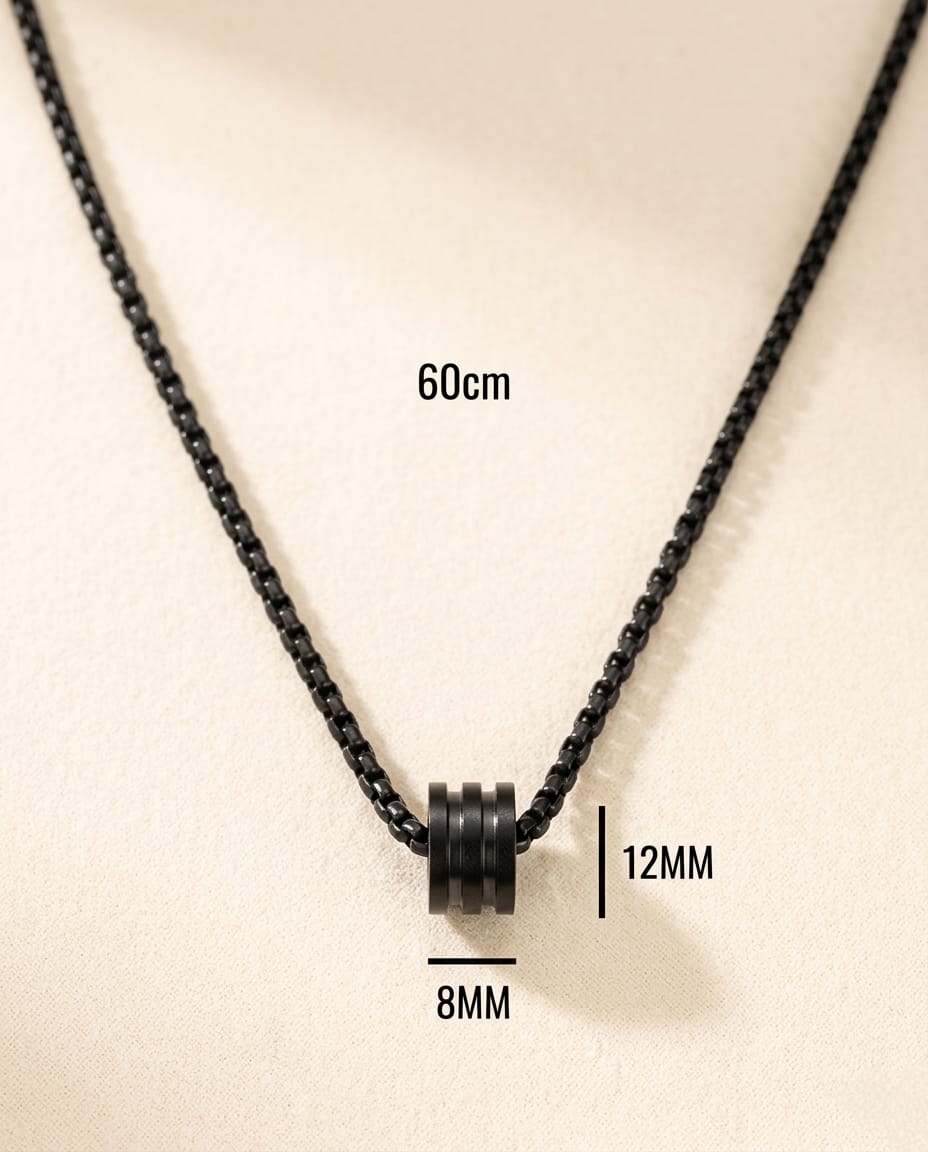 Black Cylinder Pendant Chain