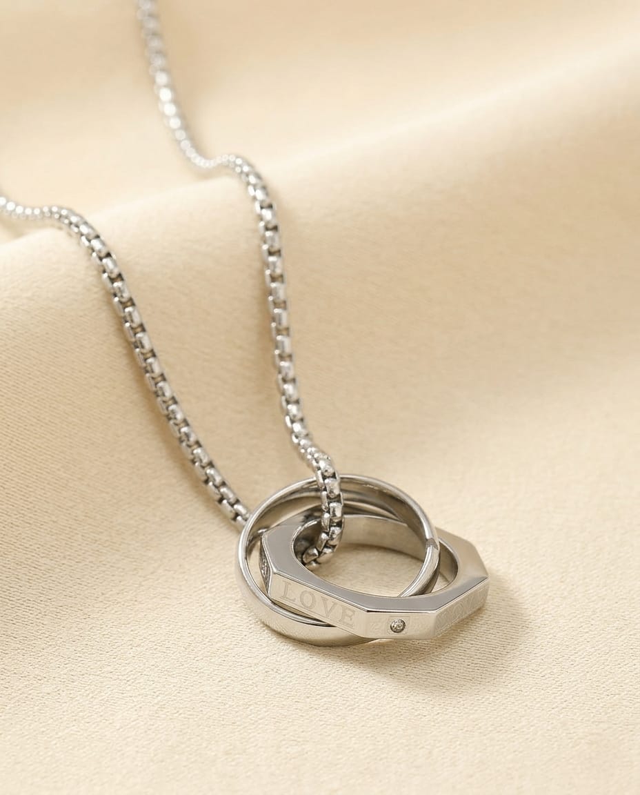 Silver Hexa Ring Pendant Chain