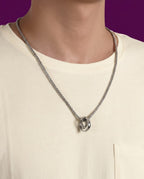 Silver Hexa Ring Pendant Chain