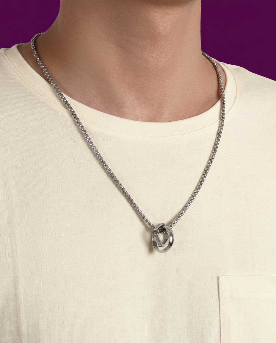 Silver Hexa Ring Pendant Chain